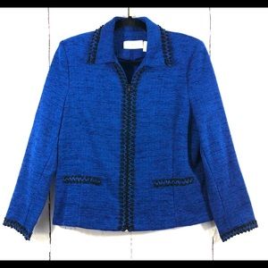 Women’s Cobalt Blue Knit Jacket with Black Trim
